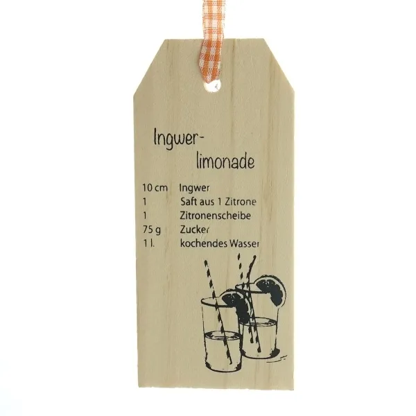 GASPER Holztafelhänger mit Rezept für Ingwer-Limonade GASPER Holztafelhänger mit Rezept für Ingwer-Limonade