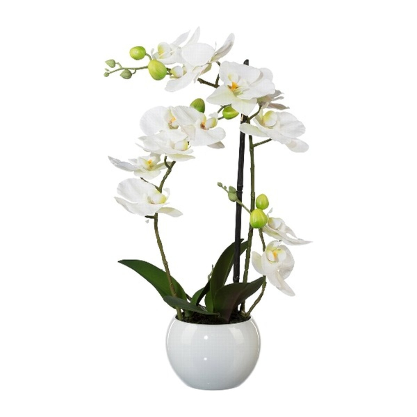 Gasper Kunstpflanze Phalaenopsis 3D-Print im Keramiktopf, 42 cm, weiß, Real Touch