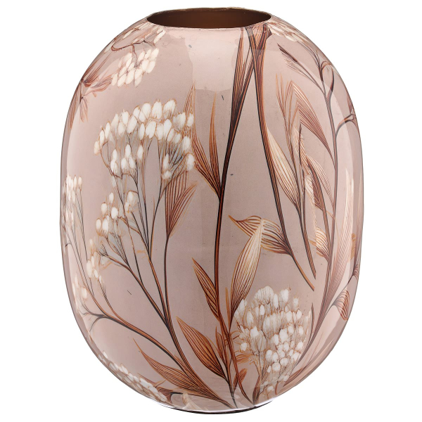GASPER Lepuro Metallgefäß INSTYLE bauchig Blattdekor Ø 27 cm x 32 cm beige