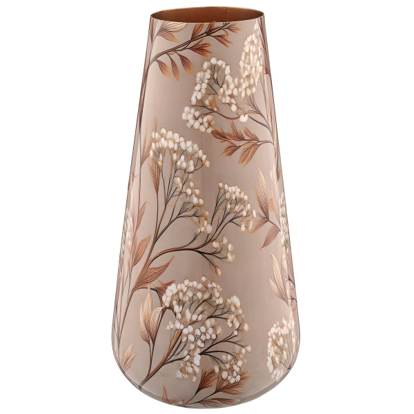 GASPER Lepuro Metallgefäß INSTYLE drop Blattdekor Ø 18 cm x 31 cm beige
