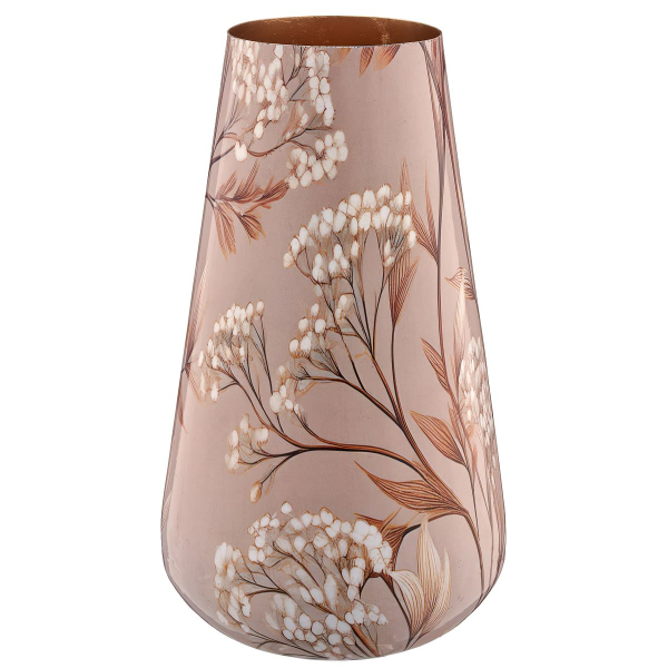 GASPER Lepuro Metallgefäß INSTYLE drop Blattdekor Ø 18 cm x 37 cm beige