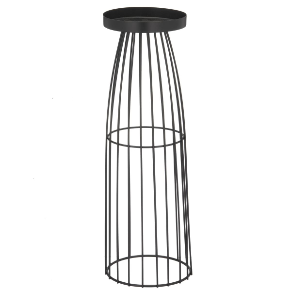 GASPER Lepuro Metallgestell Kerzenhalter groß 12 x 12 x 40 cm, schwarz