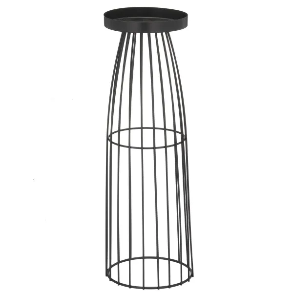 GASPER Lepuro Metallgestell Kerzenhalter groß 12 x 12 x 40 cm, schwarz