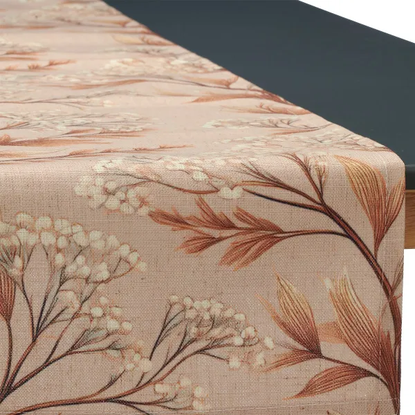 GASPER Lepuro Tischläufer INSTYLE mit Ranken Print 40 x 140 cm - Polyester & Leinen