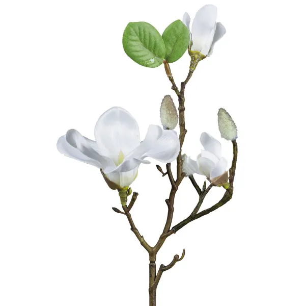 GASPER Magnolie Weiß mit 1 Blüte & 2 Blättern50 cm - Kunstpflanzen