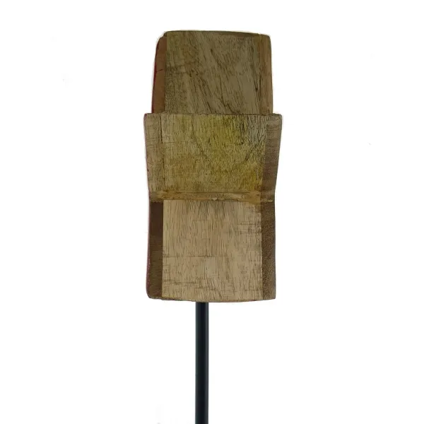 Weihnachtsdeko Massivo Stern Rot & Natur Ø 19 cm auf schwarzem Stab 50 cm - Mangoholz