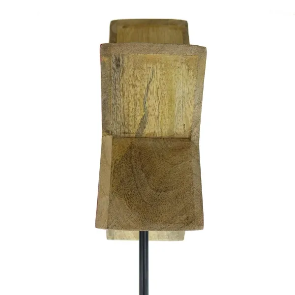 Weihnachtsdeko Massivo Stern Rot & Natur Ø 24 cm auf schwarzem Stab 80 cm - Mangoholz