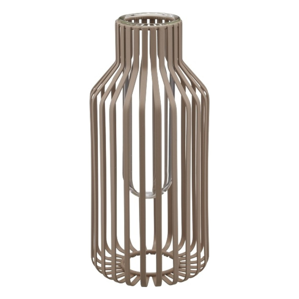 Gasper Metall-Flaschenvase PLUTO mit Glaseinsatz Ø 11 cm x 23 cm warmgrau
