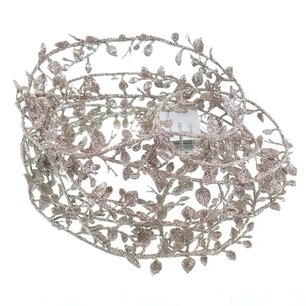 GASPER Mini Blattgirlande m. Glitter,rosa,180 cm,1/Poly