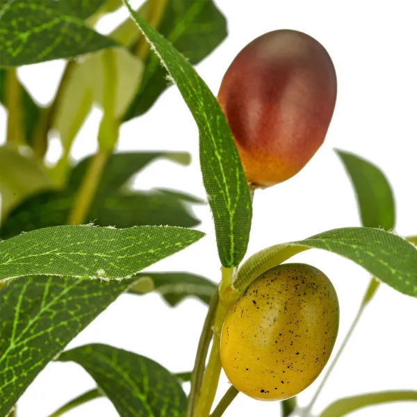 GASPER Olivenstrauch Grün mit 8 Früchten & schwarzem Topf 48 cm - Kunstpflanzen