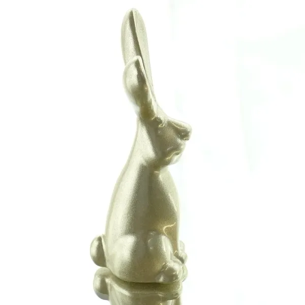 GASPER Osterdeko Hase Goldfarben im Comicdesign 13 cm - Keramik