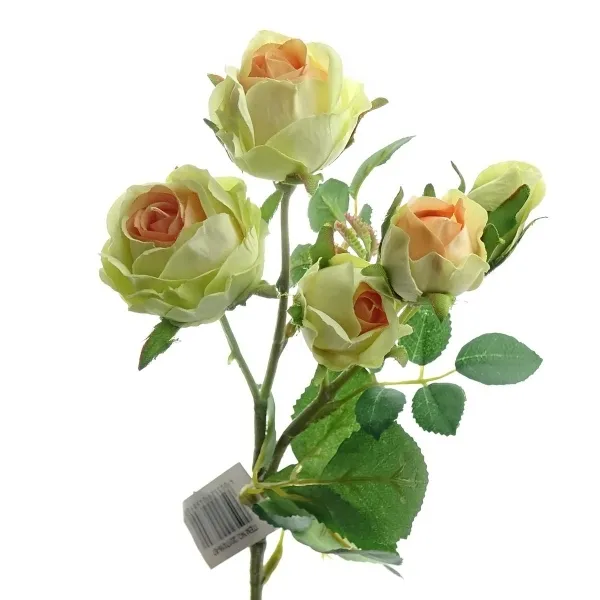 GASPER Polyanta-Rose Creme & Grün & Apricot 39 cm - Kunstblumen GASPER Polyanta-Rose Creme & Grün & Apricot 39 cm - Kunstblumen