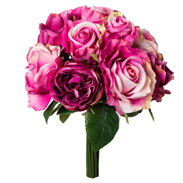 GASPER Rosenstrauß Lila Töne & Creme 11 Stiele 36 cm - Kunstblumen