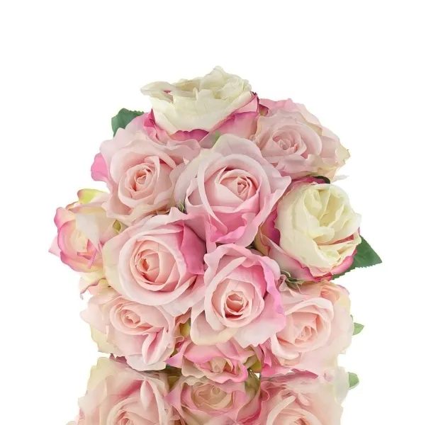 GASPER Rosenstrauß Rosa Töne & Creme 11 Stiele 36 cm - Kunstblumen