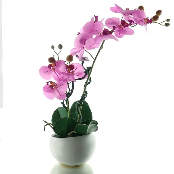 GASPER Schmetterlingsorchidee - Phalaenopsis Lila in weißer Schale 48 cm - Kunstpflanzen