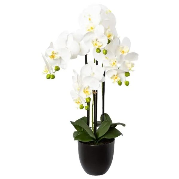 GASPER Schmetterlingsorchidee - Phalenopsis Weiß 4 Blütenrispen im Topf 69 cm - Kunstpflanzen GASPER Schmetterlingsorchidee - Phalenopsis Weiß 4 Blütenrispen im Topf 69 cm - Kunstpflanzen