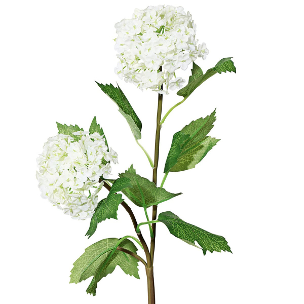 GASPER Schneeball-Zweig weiße Blüten Ø 7/9 cm 49 cm - Kunstblumen