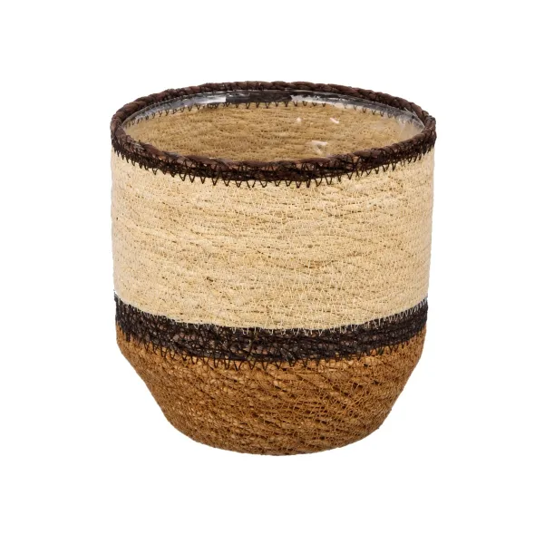 Gasper Seegras Übertopf SEWING mit Folie brauntöne Ø 14 cm Gasper Seegras Übertopf SEWING mit Folie brauntöne Ø 14 cm