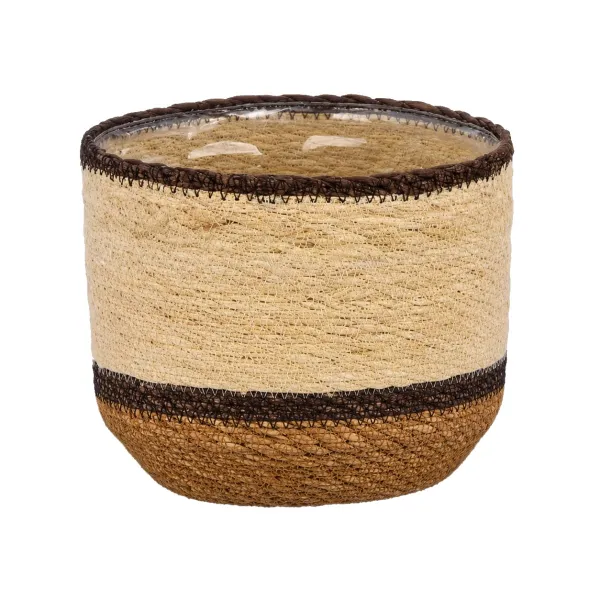 Gasper Seegras Übertopf SEWING mit Folie brauntöne Ø 18 cm Gasper Seegras Übertopf SEWING mit Folie brauntöne Ø 18 cm