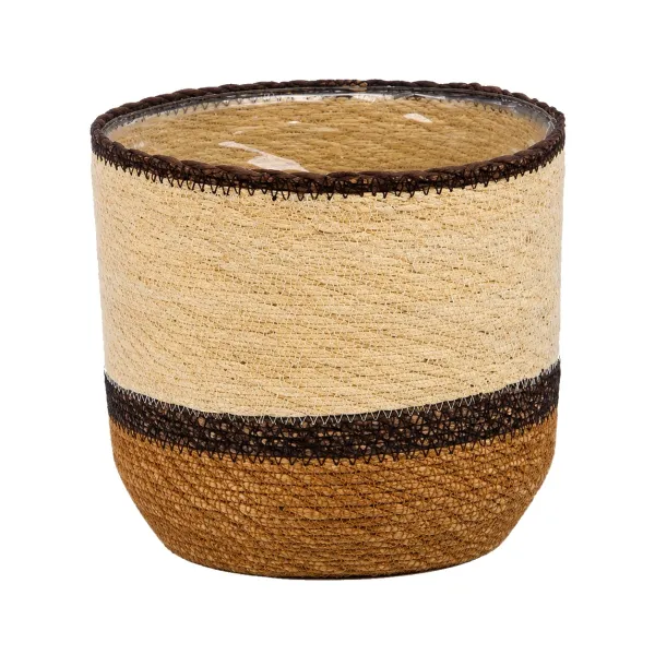 Gasper Seegras Übertopf SEWING mit Folie brauntöne Ø 20 cm