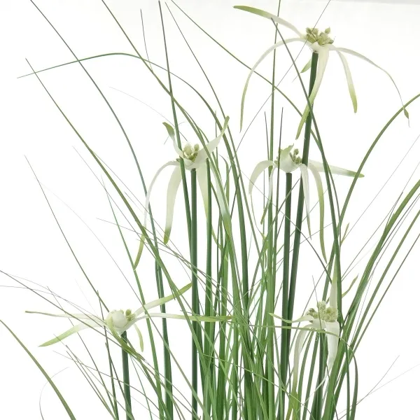 GASPER Sternsegge Weiß im weißen Melamintopf ca. 108 cm - Kunstpflanzen