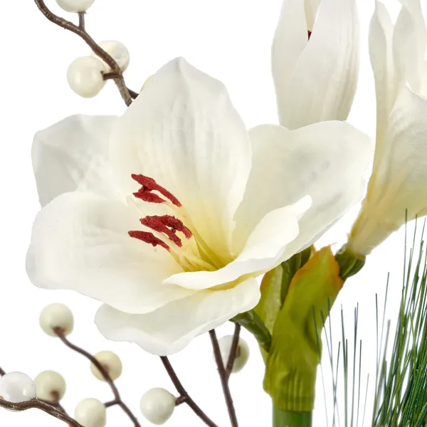 Gasper Strauß mit Amaryllis & Beeren 48 cm weiß - Kunstpflanze