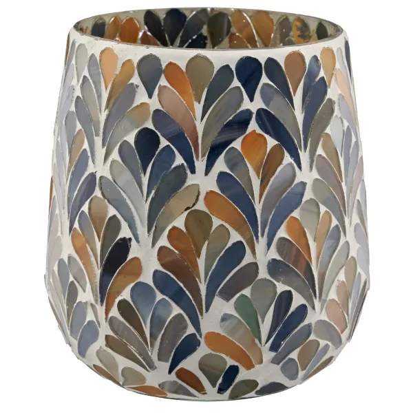 Gasper Teelichtglas Mosaik Ø 13 cm x 14 cm blau - Glas