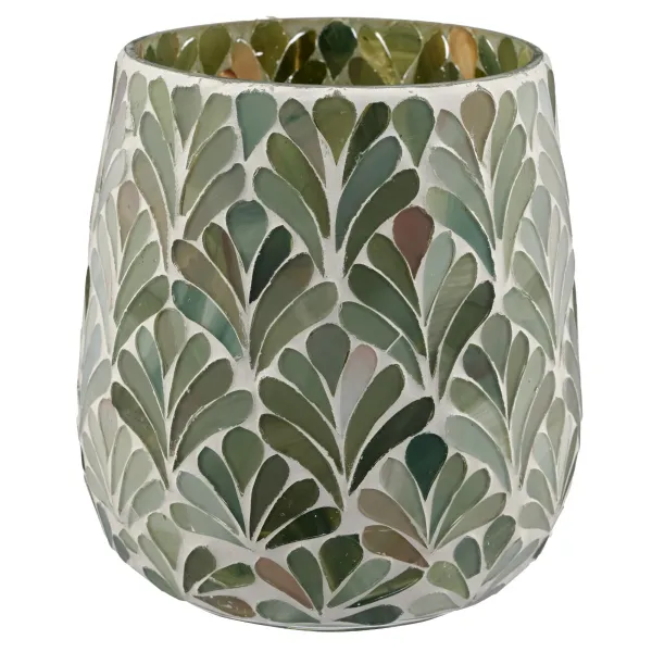 Gasper Teelichtglas Mosaik Ø 13 cm x 14 cm hellgrün - Glas