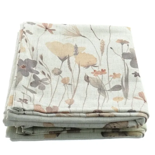GASPER Tischläufer Flowers Rohweiß Vintage Look 140 cm - Baumwolle & Polyester