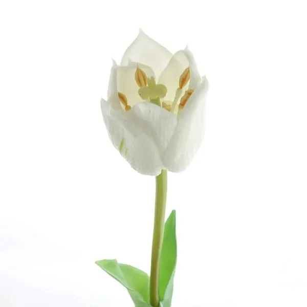 GASPER Tulpe Weiß mit zwei Blättern 46 cm - Kunstblumen GASPER Tulpe Weiß mit zwei Blättern 46 cm - Kunstblumen