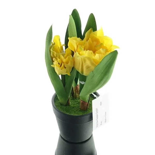 GASPER Tulpen Gelb im schwarzen Mini-Topf 19 cm hoch - Kunstpflanzen GASPER Tulpen Gelb im schwarzen Mini-Topf 19 cm hoch - Kunstpflanzen