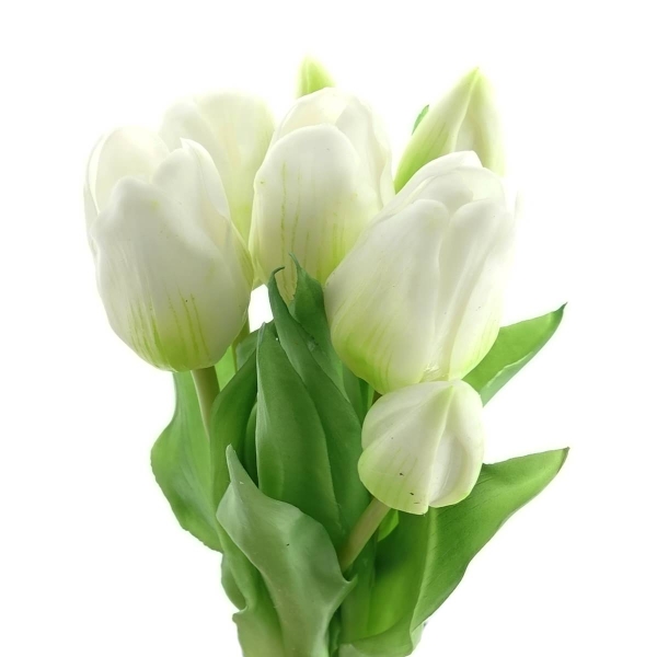 GASPER Tulpenstrauß Reinweiß aus 7 Stielen 32 cm  - Kunstblumen