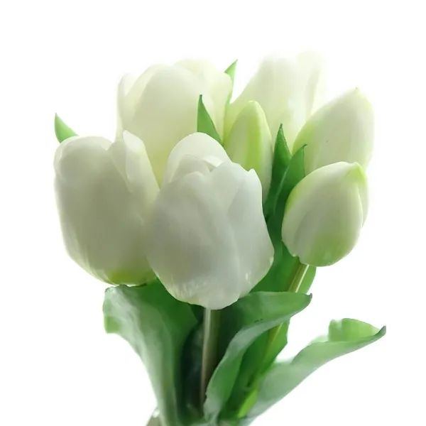 GASPER Tulpenstrauß Reinweiß aus 7 Stielen 32 cm - Kunstblumen