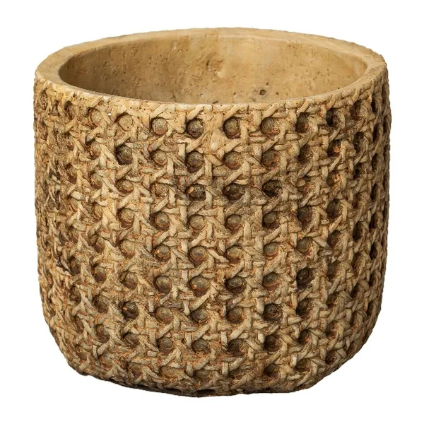 GASPER Übertopf CADIZ in Korboptik Braun-Natur Ø 14,5 cm - Zement GASPER Übertopf CADIZ in Korboptik Braun-Natur Ø 14,5 cm - Zement