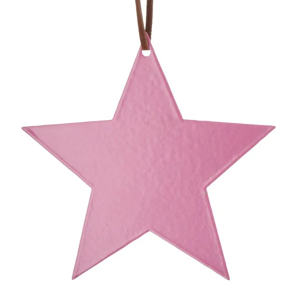Weihnachtsanhänger Stern Rosa mit Lederband Ø 10 cm - Metall Weihnachtsanhänger Stern Rosa mit Lederband Ø 10 cm - Metall