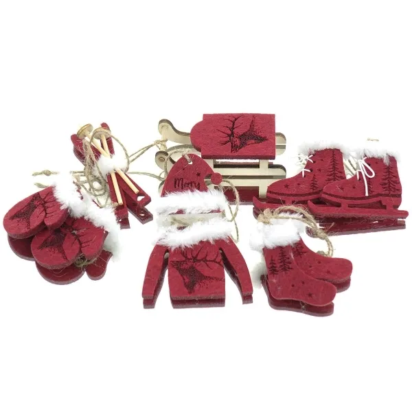 GASPER Weihnachtsanhänger Wintersport Rot 6 teiliges Set - Filz & Holz GASPER Weihnachtsanhänger Wintersport Rot 6 teiliges Set - Filz & Holz