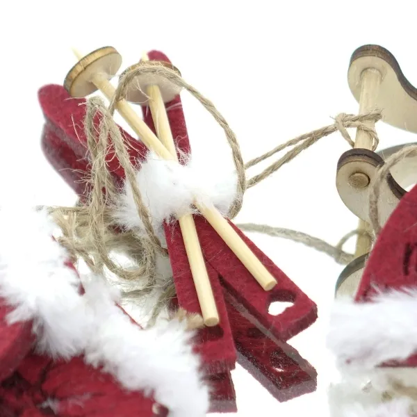 GASPER Weihnachtsanhänger Wintersport Rot 6 teiliges Set - Filz & Holz