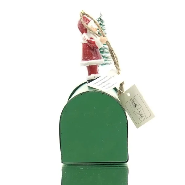 GASPER Weihnachtsbriefkasten American Art mit Weihnachtsmann Grün - Metall & Poly