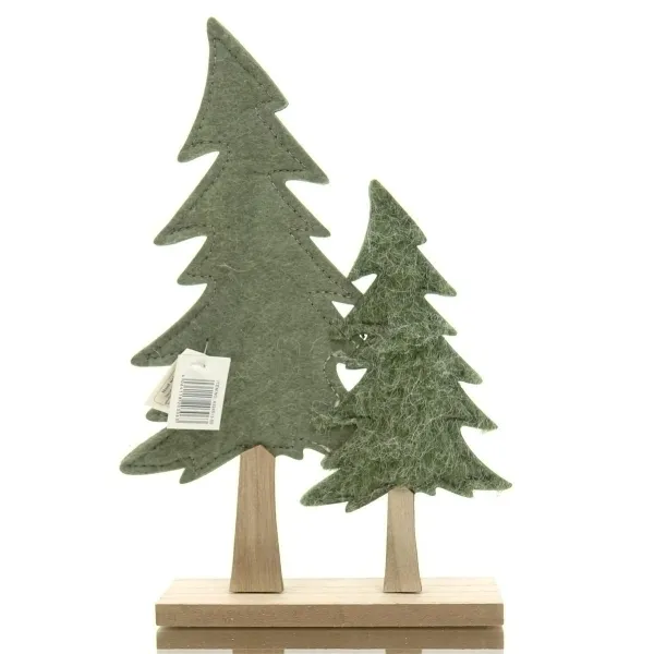 GASPER Weihnachtsdeko 2 Tannenbäume Grün auf einer Basis 24,5 cm - Holz & Filz GASPER Weihnachtsdeko 2 Tannenbäume Grün auf einer Basis 24,5 cm - Holz & Filz