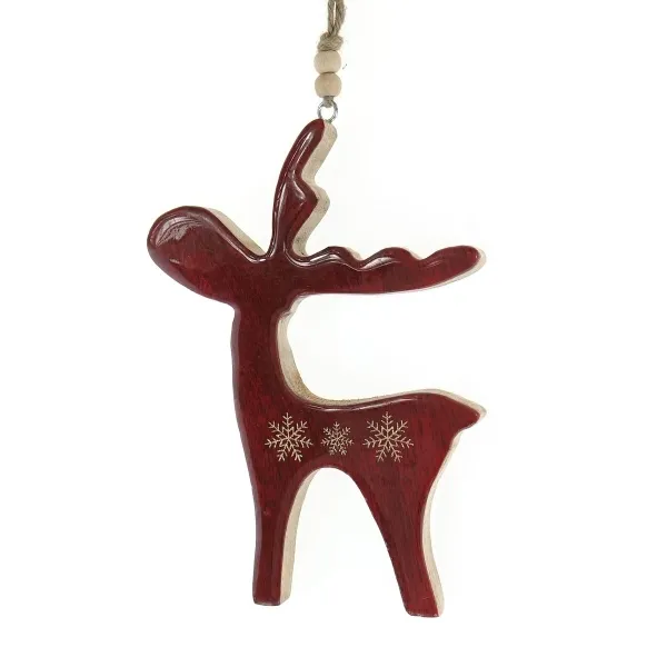GASPER Weihnachtsdeko Hirsch Enamel Rot mit Schneeflocken 20 cm - Holz GASPER Weihnachtsdeko Hirsch Enamel Rot mit Schneeflocken 20 cm - Holz