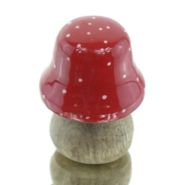 GASPER Weihnachtsdeko Mini-Fliegenpilz Rot & Weiß 5 cm - Holz