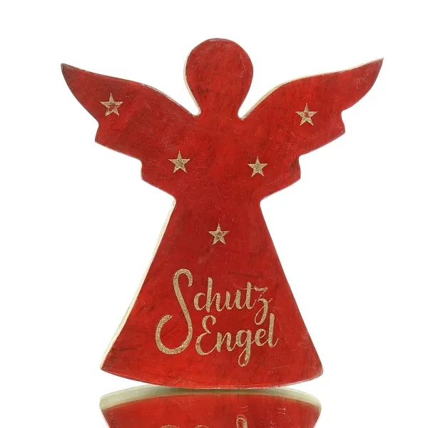 GASPER Weihnachtsdeko Schutzengel Enamel Rot & Goldfarben mit Schriftzug 20 cm GASPER Weihnachtsdeko Schutzengel Enamel Rot & Goldfarben mit Schriftzug 20 cm