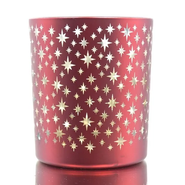 GASPER Weihnachtsdeko Teelichtglas STARS Rot Ø 9 cm Höhe 10 cm - Glas GASPER Weihnachtsdeko Teelichtglas STARS Rot Ø 9 cm Höhe 10 cm - Glas