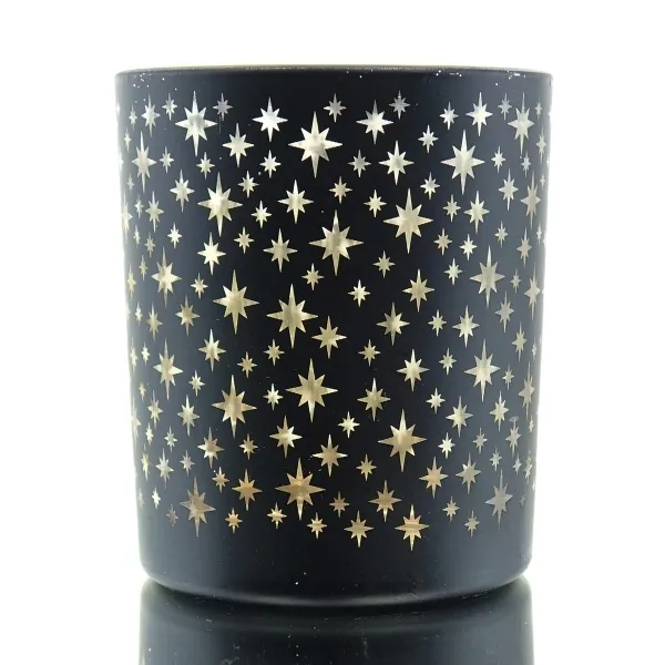 GASPER Weihnachtsdeko Teelichtglas STARS Schwarz Ø 9 cm Höhe 10 cm - Glas GASPER Weihnachtsdeko Teelichtglas STARS Schwarz Ø 9 cm Höhe 10 cm - Glas
