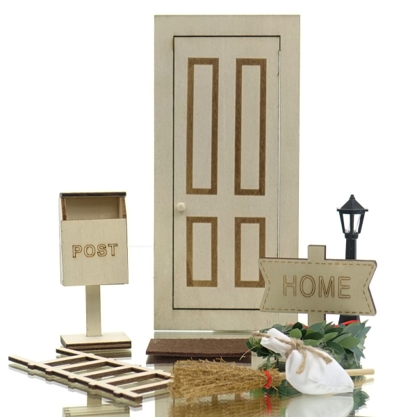 GASPER Weihnachtsdeko Wichtelset Beige-Braun 9 teilig - Holz & Kunststoff