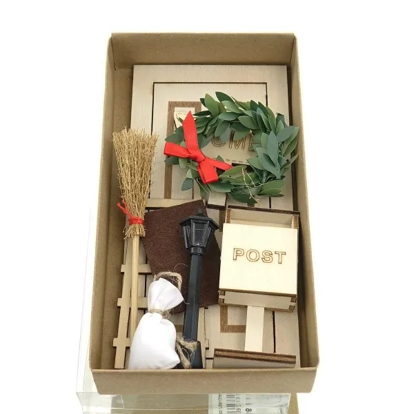 GASPER Weihnachtsdeko Wichtelset Beige-Braun 9 teilig - Holz & Kunststoff
