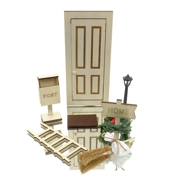 GASPER Weihnachtsdeko Wichtelset Beige-Braun 9 teilig - Holz & Kunststoff