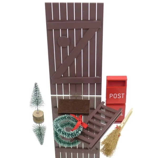 GASPER Weihnachtsdeko Wichtelset Braun 7 teilig - Holz & Kunststoff
