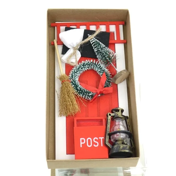 GASPER Weihnachtsdeko Wichtelset Rot & Weiß 9 teilig - Holz & Kunststoff