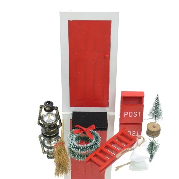 GASPER Weihnachtsdeko Wichtelset Rot & Weiß 9 teilig - Holz & Kunststoff